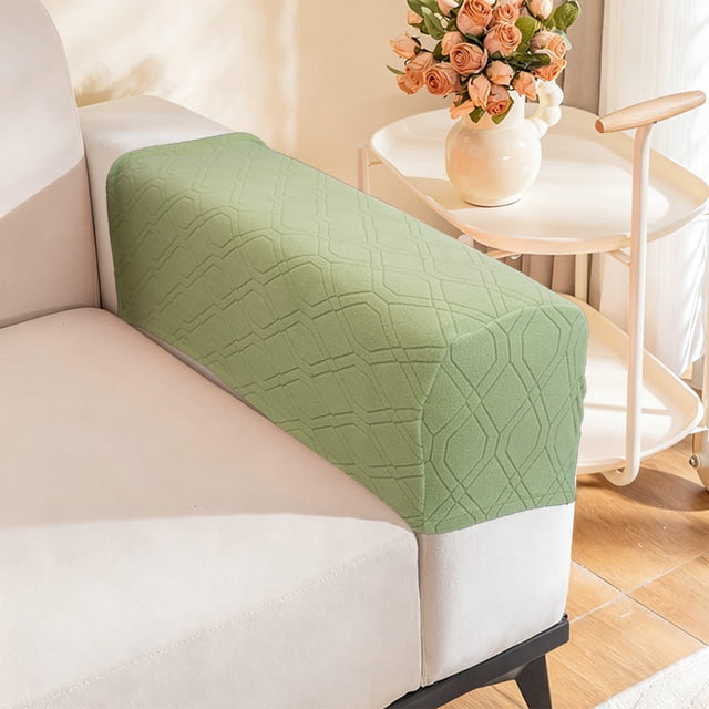 Fesfesfes 2PCS Sofa Armrest Covers Elastic Slipcovers for Sofa Side Arms Extended Length Non Slip Fabric Protectors Washable Durable Sleeves Fit Standard Sofa Arms Home Living Room Use