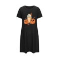 thumbnail image 5 of Sakmal Robe de Maison Moomoo Grande Taille pour Femmes, Courte, Décontractée, Halloween, Robe de Maison Noire à Manches Courtes, Imprimé Citrouille, Chemises de Nuit pour Femmes, 5 of 5