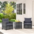 thumbnail image 4 of Costway 5 Piece Patio Rattan Furniture with 2 Ottomans & Tempered Glass Coffee Table Gray + Mix Gray, 4 of 10