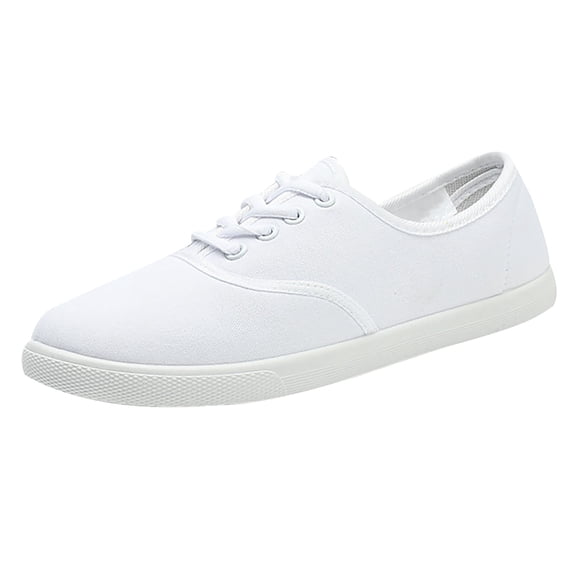 XIMIN Womens Canvas Low Top Sneakers Lace-up Comfort Knit Slip On Shoes Lightweight Fashion Gym Sole Tennis Shoes Comfortable Breathable Non Slip Walking Flats Sneakers