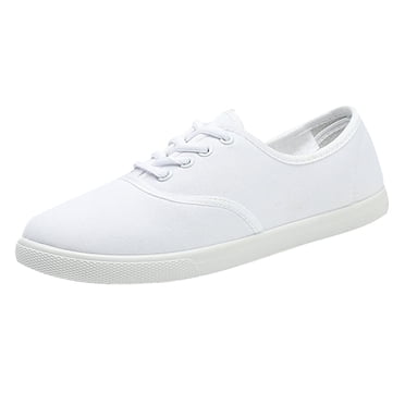 XIMIN Womens Canvas Low Top Sneakers Lace-up Comfort Knit Slip On Shoes Lightweight Fashion Gym Sole Tennis Shoes Comfortable Breathable Non Slip Walking Flats Sneakers