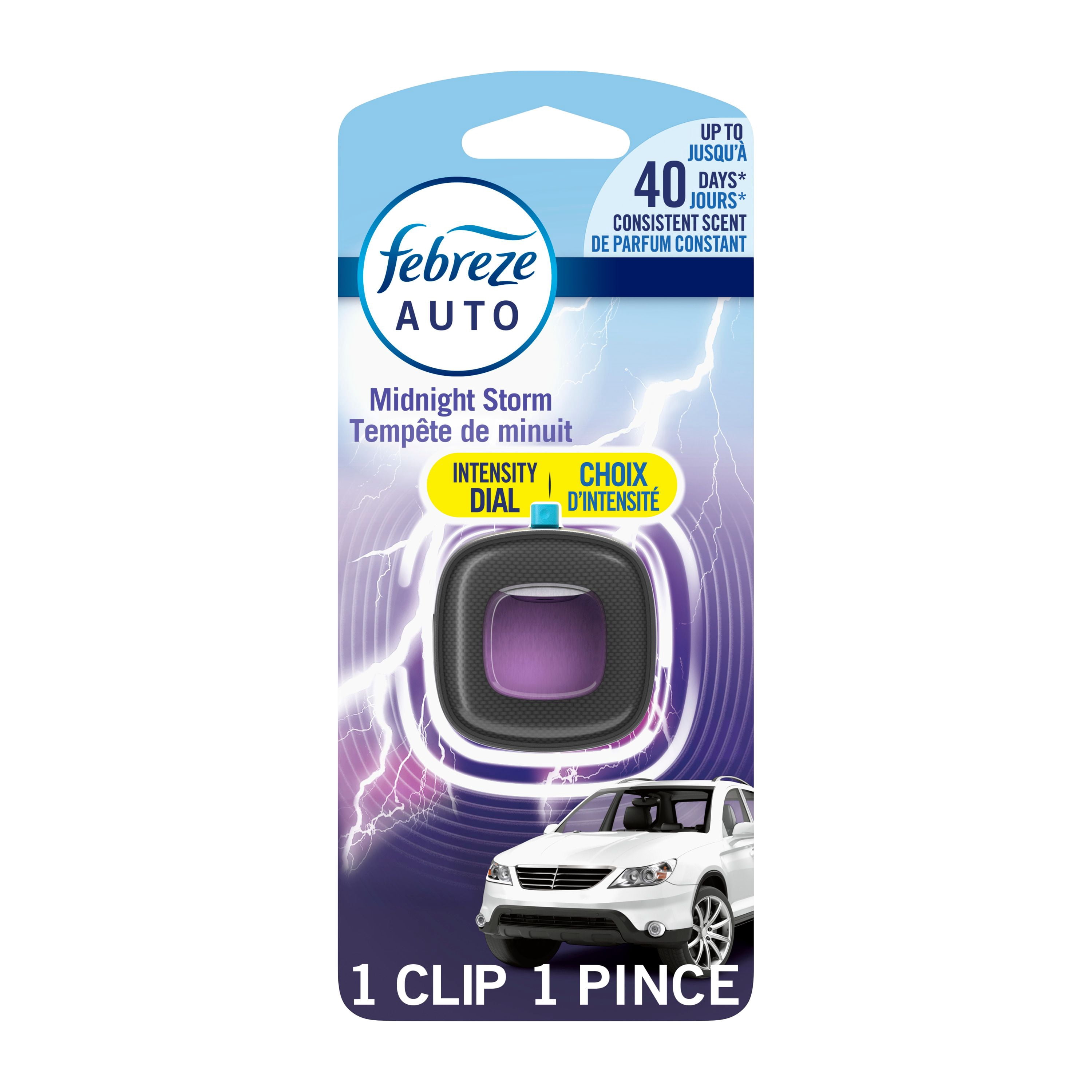 Febreze Assainisseur d'Air pour Voiture, Pince pour Bouche d'Air, Tempête de Minuit, 1 Unité