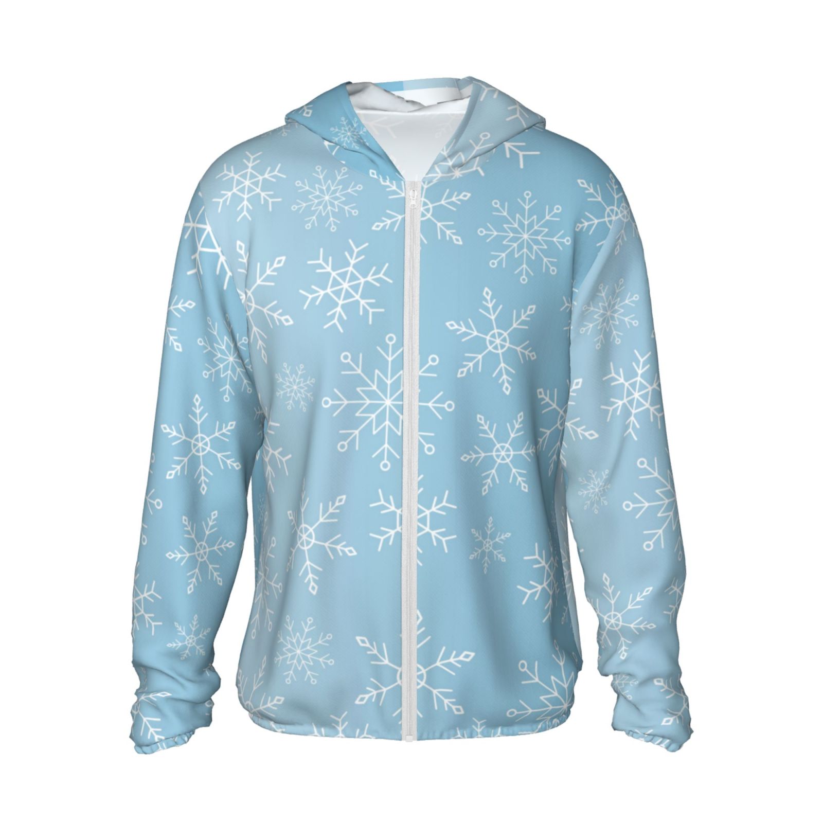 Balery Motif Flocon de Neige UPF 50+ Veste à Capuche Protection Solaire Légère à Manches Longues pour Femmes Hommes avec Poche Randonnée Extérieur-TTG