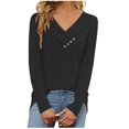 thumbnail image 1 of Besolor Womens Spring Fall Tunic Tops Trendy V Neck Button Long Sleeve T-Shirt Casual Solid Color Ladies Going out Blouse, 1 of 7