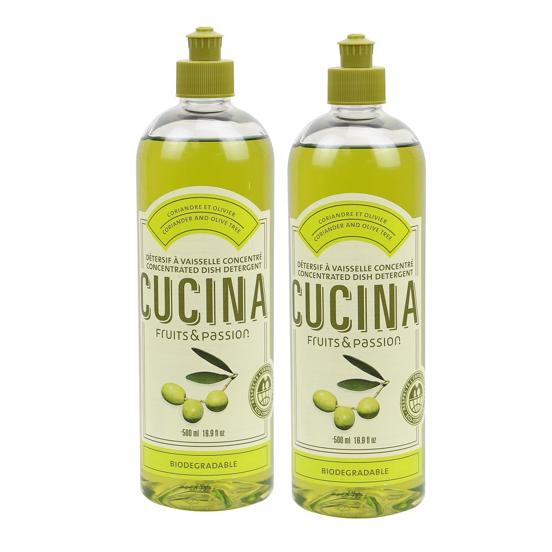 Fruits & Passion Cucina Concentrated Biodegradable Liquid Dish Soap Detergent 16.9 Ounces-2 Pack