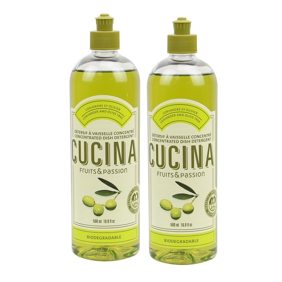 Fruits & Passion Cucina Concentrated Biodegradable Liquid Dish Soap Detergent 16.9 Ounces-2 Pack