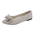 thumbnail image 1 of Xfvqtps Womens Pointed Toe Bow Flats Colorful Quilted Insole Comfortable Casual Flat Shoes for Work Leisure Beige, 1 of 5