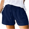 thumbnail image 2 of Pisexur Womens Shorts Solid Color Elastic Waist Shorts Summer Casual Adjustable Drawstring Shorts Quick Dry Gym Yoga Workout Shorts Comfy Loose Linen Shorts Plus Size Shorts with Pockets S-5XL, 2 of 7