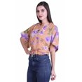 thumbnail image 3 of Moomaya Hauts Cache-Cœur pour Femmes Imprimés Taille Élastique Manches Boxy Blouse Cache-Cœur Décontractée, 3 of 4