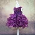 thumbnail image 4 of MIASHUI Robe de Demoiselle d'Honneur Robe de Bal de Fête de Mariage Robe de Princesse Formelle avec Perle et Nœud, Violet, 18-24 Mois, 4 of 5
