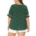 thumbnail image 3 of Agnes Orinda Women's Plus Size Blouses Pin Dots V Neck Ruffle Short Sleeve Spring Summer Boho Tops 1X Green, 3 of 6