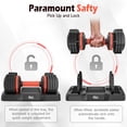 thumbnail image 3 of Pooboo 15-55 lbs Adjustable Dumbbell Set Adjustable Weight Settings Dumb Bells for Exercise Workout Equipment 55 lbs*2, 3 of 15