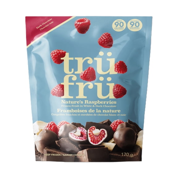 TruFru Frozen Raspberries in White & Dark Chocolate, 170g