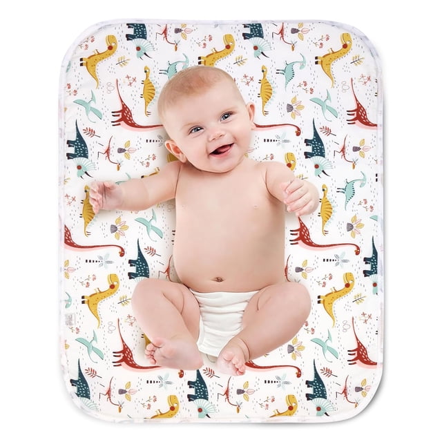 1Pack/2Pack Diaper Changing Pads for Baby, Dinosaur Change Mat, 3Layers Waterproof Change Pad Foldable Absorbent Mats for Women, Reusable Incontinence Underpads for Patient 24''x30''