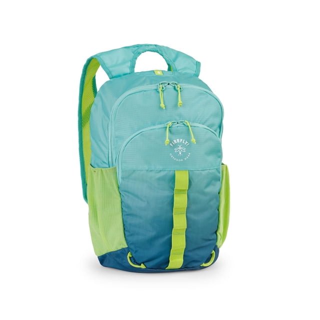 Firefly! Outdoor Gear Sac à Dos pour Jeunes – Bleu/vert, Sac à Dos pour Enfants de 13 Litres Orienté vers l'Avant avec Deux Compartiments Zippés, Tissu Doux et durable, Bretelles en Maille Respirante, Poches Latérales en Maille et Sangle de Poitrine avec Sifflet d'Urgence, Idéal pour les Aventures en Plein Air et l'École.