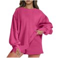 thumbnail image 1 of MeetoTime Ensemble Deux Pièces Automne pour Femmes Chandail en Molleton à Col Rond et Shorts Surdimensionnés, 1 of 8