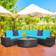 thumbnail image 1 of Gymax 6PCS Wicker Furniture Sectional Sofa Set w/ Cushions Turquoise, 1 of 10