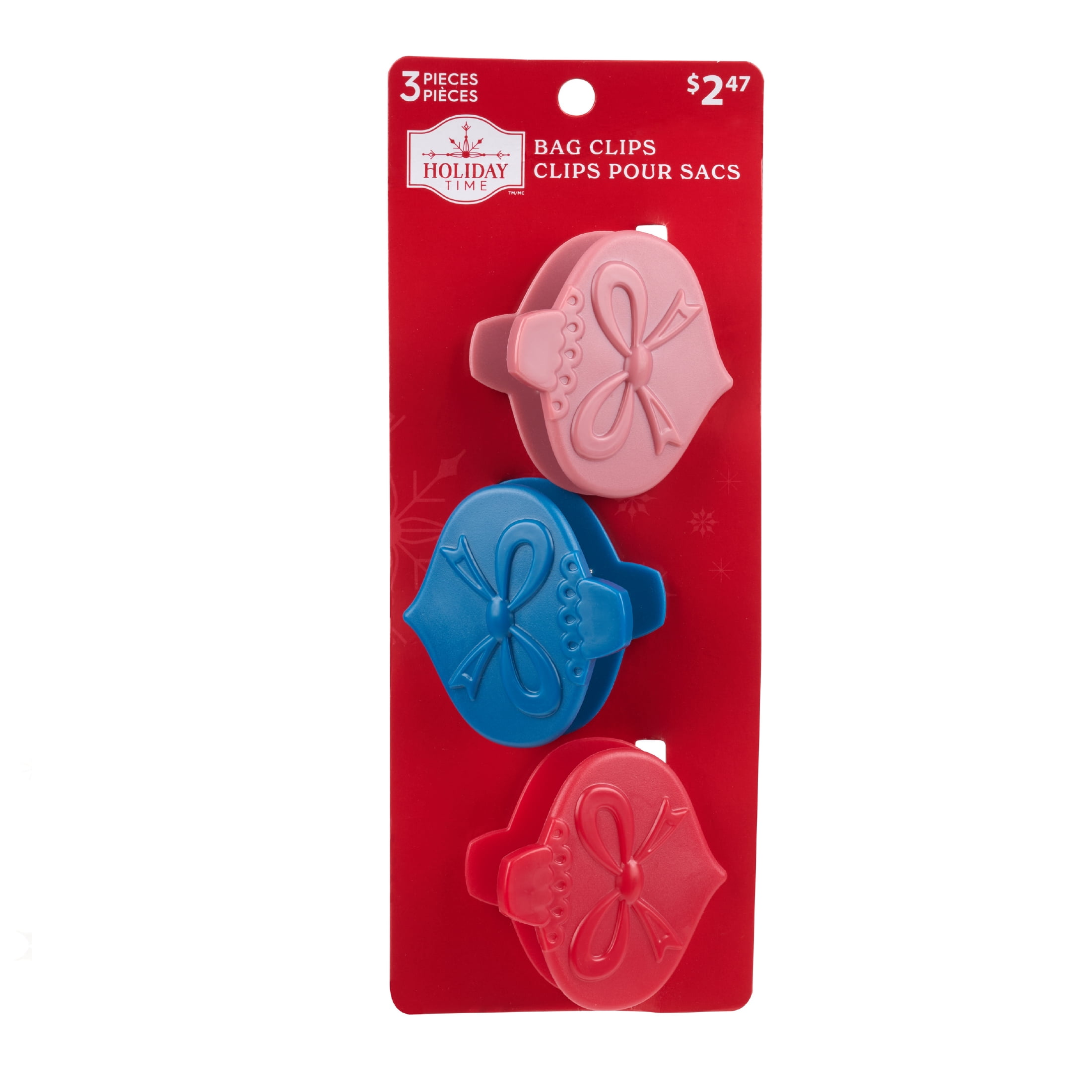 3-Pack Holiday Time Magnetic Bag Clips, Ornament Shape
