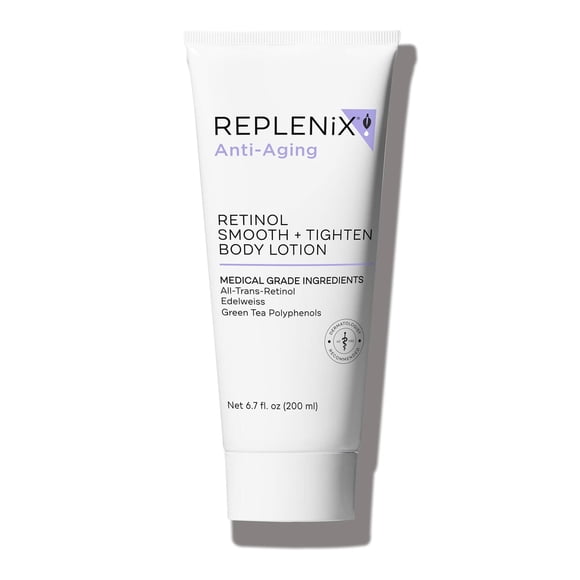 Replenix Lotion pour le Corps au Rétinol Lisse + Raffermit, Crème Corporelle Éclaircissante Anti-âge de Qualité Médicale pour la Cellulite et la Peau Affaissée (6,7 fl oz)