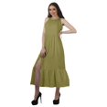 thumbnail image 3 of Moomaya Robe de Vacances pour Femmes en Rayonne, Col Licou, Sans Manches, Fente avant, Robe Imprimée, 3 of 4