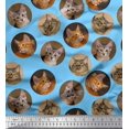 thumbnail image 1 of Soimoi Tissu Poly Georgette Motif Animal Visage de Chat au Mètre 52 Pouces de Large, 1 of 3