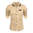 thumbnail image 1 of GigrtiJin Mens Button down Shirts Fall Long Sleeves Loose Solid Color Shirts Casual Fashion Work Tops Blouses, 1 of 2