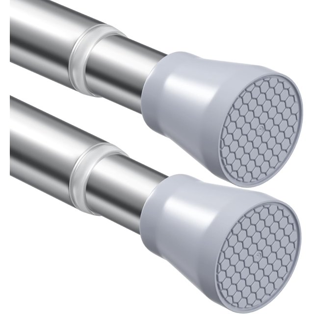 ZipGlo Tension Curtain Rod 2pcs Tension Rods For Windows 28 To 48 Inch Spring Curtain Rod Adjustable Tension Rod silver 2p
