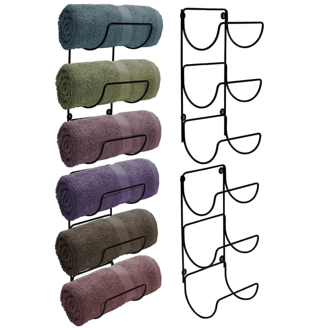 Sorbus Towel Holder For Bathroom Wall - 12 Level Wall Mounted Towel Rack Shelves For Rolled Bath Towels Washcloths Linen - Hanging Towel Racks For Bathroom Spa Salon Towel Storage Organizer