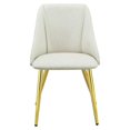 thumbnail image 3 of ACME Chaise Latérale Rembourrée en Polyuréthane Blanc et Or (Ensemble de 2), 3 of 7