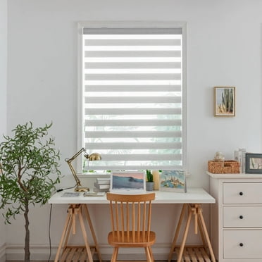 Cordless Zebra Blinds for Patios and Windows - Slate Gray : 52" X 84" Height (can roll down to 84" Lenght and and stop at your desired height)