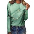 thumbnail image 1 of CEHVOM Femmes Dames Col Rond Hauts Amples T-Shirts Décontractés à Imprimé Blouse à Manches Longues Liquidation, 1 of 5