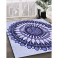 thumbnail image 3 of Ahgly Company Tapis Rond Lavable en Machine Intérieur Transitionnel Violet Pervenche Profond, 3 Pieds Rond, 3 of 7