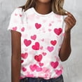 thumbnail image 1 of Ounisa T-Shirts Graphiques Cœur d'Amour Mignons pour Femmes Coupe Ample Manches Courtes, 1 of 5