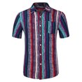 thumbnail image 1 of INSPIRE CHIC Chemise à Rayures Verticales pour Homme à Manches Courtes, Boutonnée, Col Pointu, 1 of 6