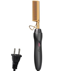 Hot Comb Hair Straightener Comb, Electric Heating Straighten Comb, Anti-Scald Pressing Heated Comb, Wet and Dry Hair, Security Portable Hair Straightener Comb