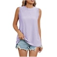 thumbnail image 2 of Timegard Camisole pour Femmes Col Rond Oeillets Sans Manches Confortable Fluide Plage Vacances Décontractée Ample Hauts, 2 of 6