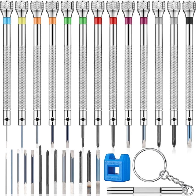 EASTIN Precision Screwdriver Set 0.6-2.0mm High Hardness Steel Micro Cross Screwdriver Kit Metric Flat Head Screwdriver for Watch Eyeglasses Jewelry Work Electronics Repair