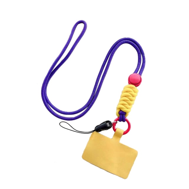 pitrice Universal Mobile Phone Lanyard Adjustable Detachable Neck Hanging Rope Microfiber Reusable Anti-lost Strap for Climbing Purple Yellow Long