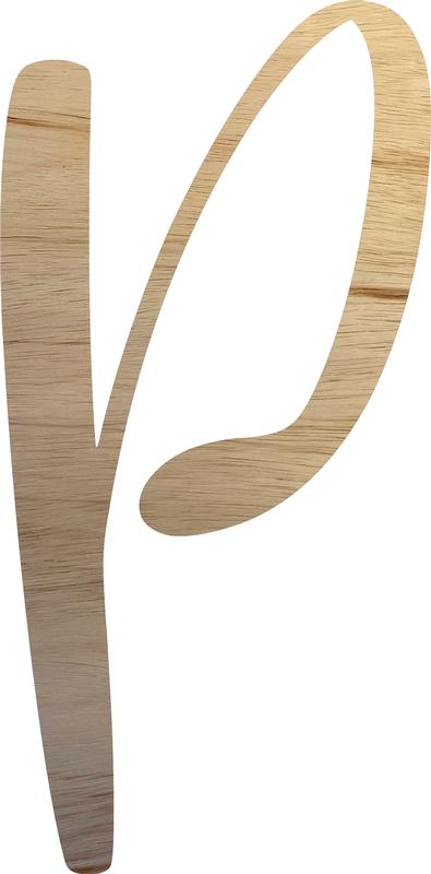 Unpainted Wood Letter P Craft, Paintable 3'' Tall Wood Alphabet Letter, DIY Nicholia Script Font