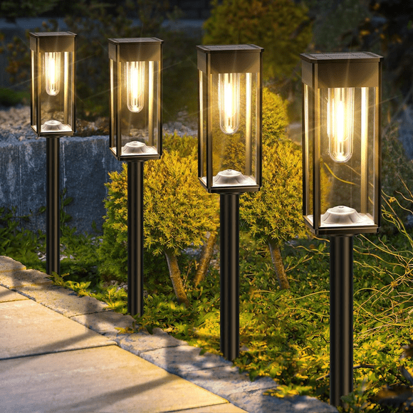 Kidsjoy Solar Pathway Lights Outdoor , 8 Pack Bright Solar Lights Outdoor,IP65 Waterproof Solar Garden Lights Solar Powered Landscape Lighting for Yard Patio Walkway Driveway Pathway (Warm White)