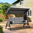 thumbnail image 2 of Outsunny Balançoire de Porche 3 Places, Chaise Balançoire avec Auvent Inclinable, Gris Pâle, 2 of 10