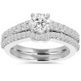 thumbnail image 1 of 1ct Pave Diamond Engagement Wedding Matching Ring Set 14K White Gold Round Cut, 1 of 3