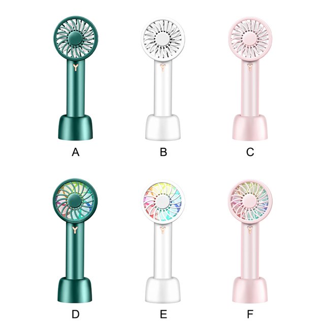 Handheld Fan Adjustable Rechargeable Portable Cooling Device Travel Battery Operated Outdoor Brushless Plastic Cooler Gift White with Light