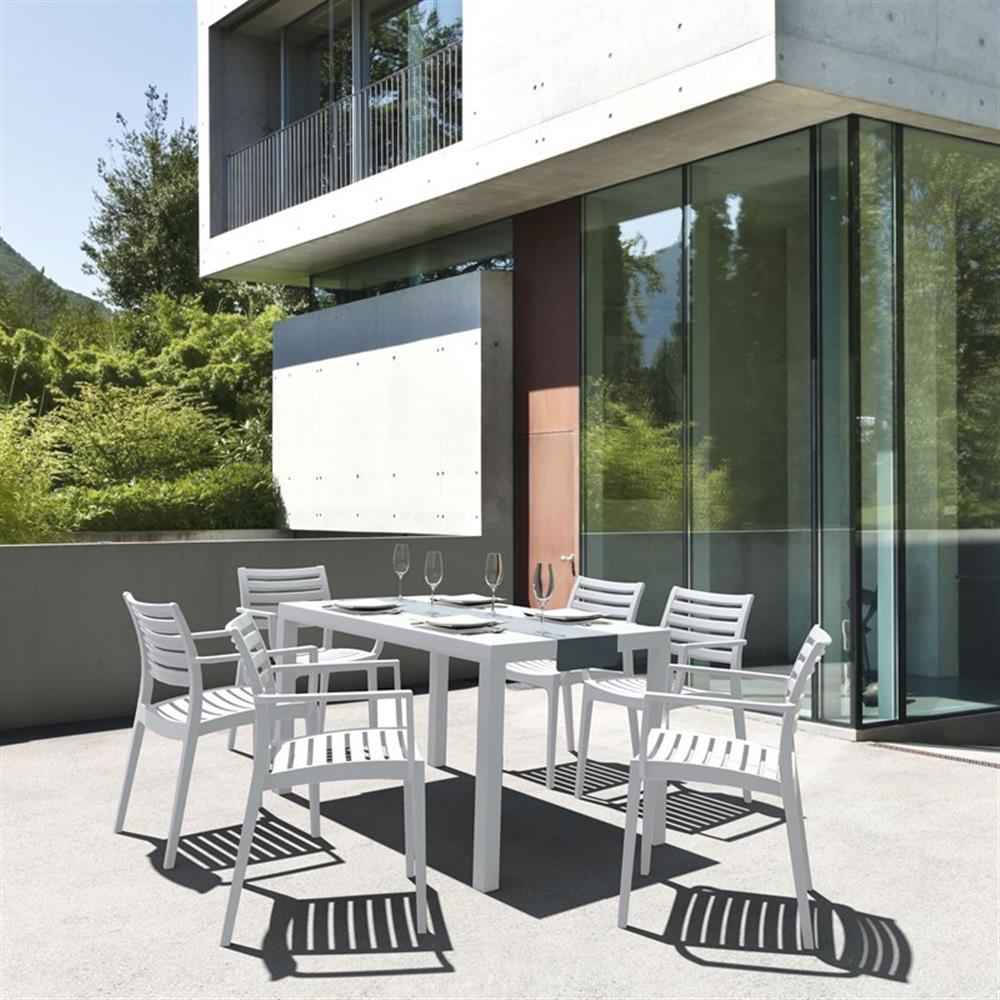 Compamia Artemis Ensemble de Salle à Manger de Patio 7 Pcs, Blanc