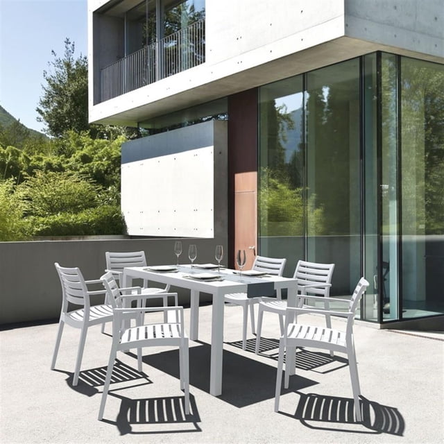 Compamia Artemis Ensemble de Salle à Manger de Patio 7 Pcs, Blanc