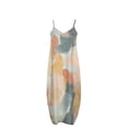 thumbnail image 4 of SMihono Robe Maxi Bohème d'Été pour Femmes Grande Taille Mode pour Femmes à Bretelles Taille Mi-Haute Col en V Sans Manches à Rayures Imprimé Floral Ajustée Plage Longue Robe Plage Évasée Robe d'Été, 4 of 5