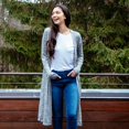 thumbnail image 2 of Hello Mello Cardigan Long Carefree Threads-Gris Moyen, 2 of 3