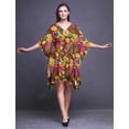 thumbnail image 2 of Bimba Kaftan de Plage à Fleurs, Paréo de Bikini, Robe Midi pour Femmes, Caftan Court S-L, Rouge Brique, 2 of 5