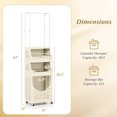 thumbnail image 3 of Gymax 4-Tier Laundry Cart w/ Hanging Bar Folding Laundry Hamper w/ Lockable Wheels, 3 of 10