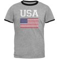 thumbnail image 1 of World Cup Distressed Flag USA Mens Ringer T Shirt, 1 of 1